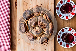 Turkish Hashasli corek / Pastry with poppy seeds and tea
