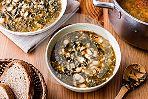 Turkish Kara Lahana corbasi / Black Cabbage or Kale Soup.