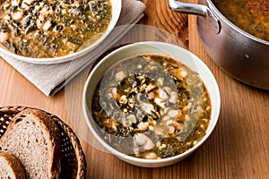 Turkish Kara Lahana corbasi / Black Cabbage or Kale Soup.