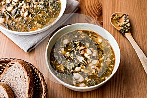 Turkish Kara Lahana corbasi / Black Cabbage or Kale Soup.