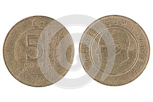 5 turkish kurus coin
