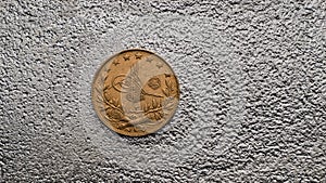 Turkish Kurush Gold Coin on Silver