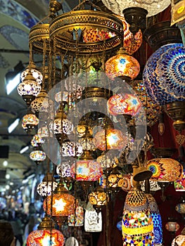 Turkish lamps in Grand Bazaar, Istanbul, Turkey