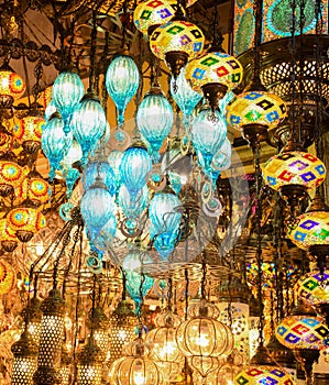 Turkish lamps for sale in the Grand Bazaar, Istanbul, Turkey