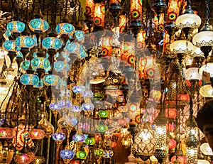 Turkish lamps for sale in the Grand Bazaar, Istanbul, Turkey
