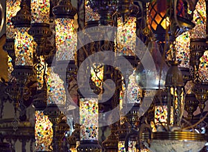 Turkish lanterns made of colored glass