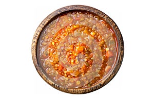 Turkish lentil soup with red lentils, onions, carrots, tomatoes, and spices in a hearty and nutritious broth.