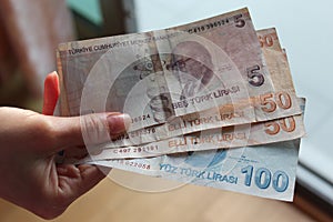 Turkish Lira Banknotes payment photo