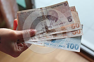 Turkish Lira Banknotes payment photo