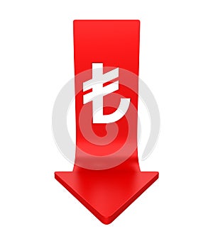 Turkish Lira Sign and Arrow Isolated