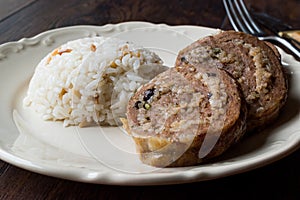 Turkish Meat Roll Seftali Kebab Kebab with Rice