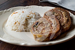 Turkish Meat Roll Seftali Kebab Kebab with Rice