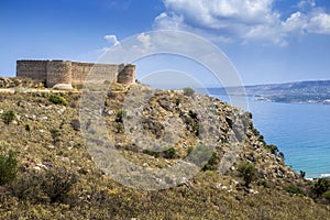 Turkish medieval fortress at Ancient Aptera in Crete, Greece