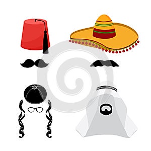 Turkish, mexican, arabic and jewish hats photo