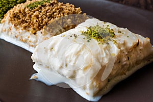 Turkish Milk Dessert Sutlava made with Gullac and Dairy Baklava Dough.