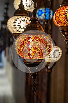 Turkish mosaic lambs. glass lamp mosaic chandelier glass in grand bazaar