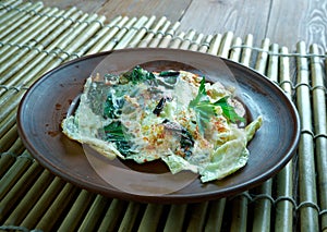 Turkish omelette with beetroot