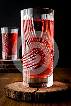 Turkish Ottoman Drink Rose sherbet or Cranberry Serbet in crystal glass