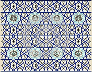 Turkish Ottoman style with blue, black, yellow tiles