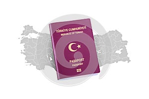 Turkish Passport with Turkey Map