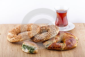 Turkish Pastry Foods on a Wooden