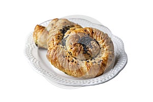 Turkish phyllo stuffed with spinach, cheese (Turkish name Gul borek or gul boregi) Rose shaped pastry