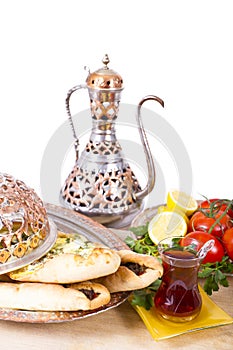 Turkish Pide with Hot Tea
