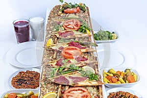 Turkish Pide - Konya Etli Ekmek Kebab with Minced Meat