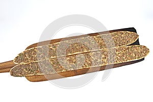 Turkish Pide - Konya Etli Ekmek Kebab with Minced Meat  isolated with white background