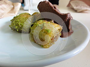 Turkish Pistachio Baklava and Ice Cream