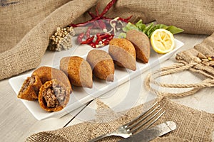 Turkish Ramadan Food icli kofte ( meatball ) falafel photo