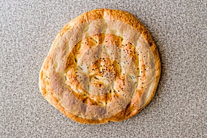 Turkish Ramadan Pita or Ramazan Pidesi. Pide