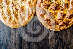 Turkish Ramadan Pita or Ramazan Pidesi. Pide