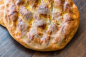 Turkish Ramadan Pita or Ramazan Pidesi. Pide