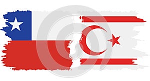 Turkish Republic of Northern Cyprus and Chile grunge flags conne