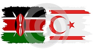 Turkish Republic of Northern Cyprus and Kenya grunge flags conne
