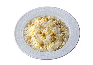 Turkish Rice with chickpea served, Turkish name Nohutlu pilav or pilaf