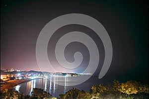 Turkish Riviera Or Turquoise Coast. Popular Touristic Coastline. Night View Timelapse On Hotels Mediterranean Coast Of