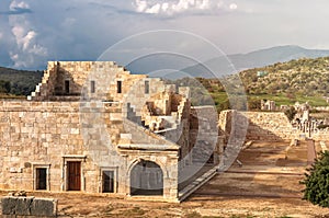 Turkish ruins of stone amphitheater attraction