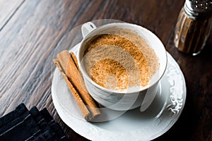 Turkish Salep or Sahlep with cinnamon sticks / Christmas Eggnog