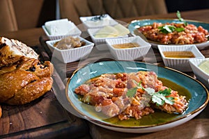 Turkish Scrambled Eggs With Bread and Sides