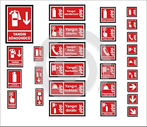 Turkish signage models, hazard sign, prohibited sign, occupational safety and health signs, warning signboard, fire emergency sign