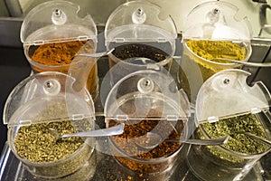 turkish spices in containers