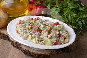 Turkish style eggplant appetizer, eggplant salad, Roasted Eggplant Salad, Turkish name; Patlican salatasi, babaganus photo