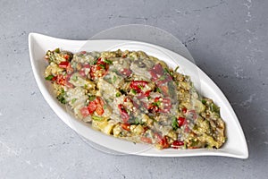Turkish style eggplant appetizer, eggplant salad, Roasted Eggplant Salad, Turkish name; Patlican salatasi, babaganus photo