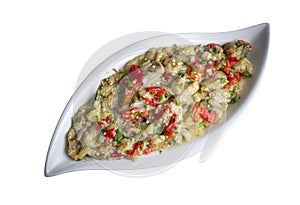 Turkish style eggplant appetizer, eggplant salad, Roasted Eggplant Salad, Turkish name Patlican salatasi, babaganus photo
