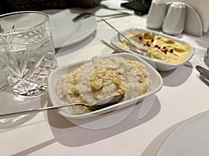 .Turkish style eggplant appetizer, eggplant salad, Roasted Eggplant Salad, Turkish name Patlican salatasi, babaganus photo