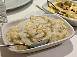 .Turkish style eggplant appetizer, eggplant salad, Roasted Eggplant Salad, Turkish name Patlican salatasi, babaganus photo