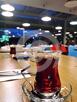 Traditional brewed black Turkish tea photo