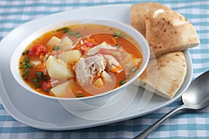 Turkish style tomato soup with chicken